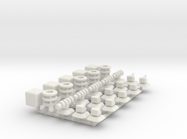 Modules 1: Turrets, Engine, Cube in White Natural Versatile Plastic