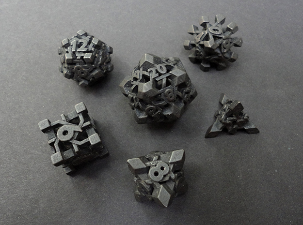 Intangle Dice Set in Polished and Bronzed Black Steel