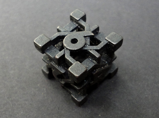 Intangle d6 in Polished and Bronzed Black Steel
