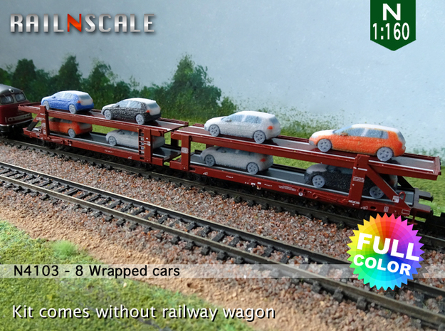 8 Wrapped cars (N 1:160) in Natural Full Color Sandstone