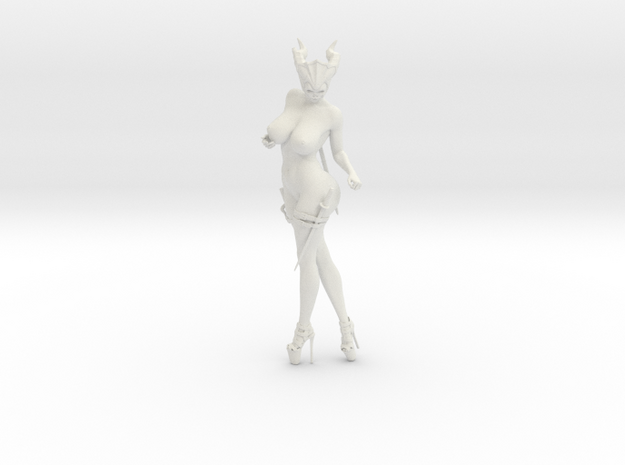35cm Masked nude female warrior in White Natural Versatile Plastic: Extra Large