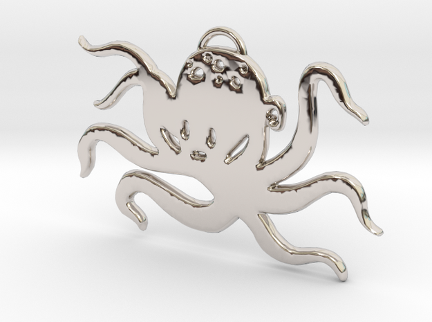 Octopus Pendant in Rhodium Plated Brass