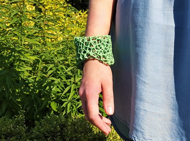 Cellular Cuff Bracelet in Green Processed Versatile Plastic