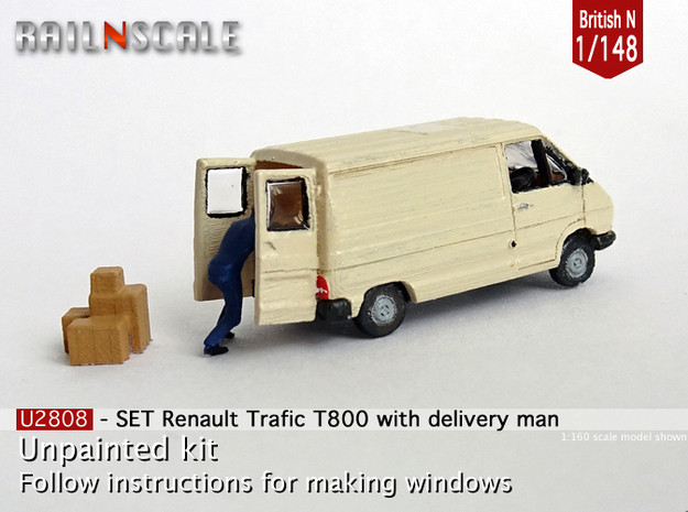 SET Renault Trafic w delivery man (British N 1:148 in Smooth Fine Detail Plastic