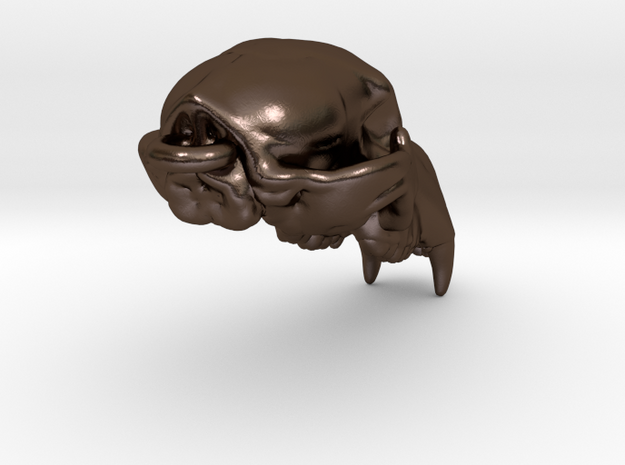 Bear Skull Keychain in Polished Bronze Steel