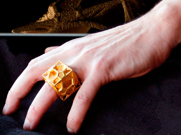 Cosmographicum Fractalium - The Ring in Polished Gold Steel