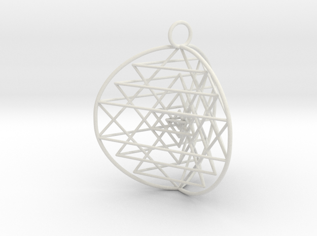 3D Sri Yantra 3 Sided Symmetrical in White Natural Versatile Plastic