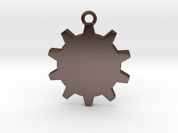 Time (Gear) Pendant in Polished Bronze Steel