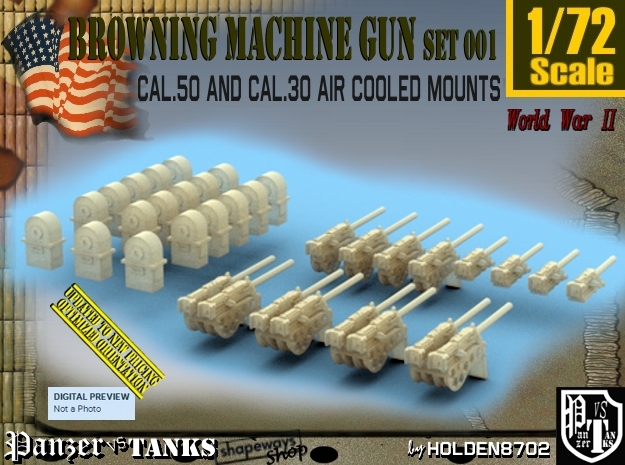 1/72 M2 Air Cooled M2 MG Mount Set001 in Tan Fine Detail Plastic