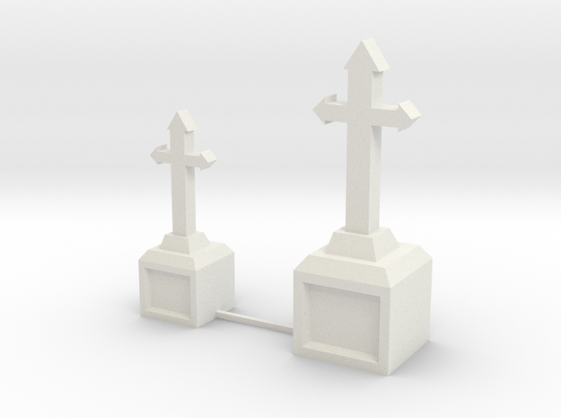 Tombstone Crosses in White Natural Versatile Plastic: 1:22.5