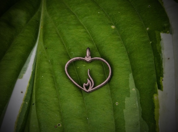 Embracing Intensity Pendant - metal in Polished Bronzed-Silver Steel