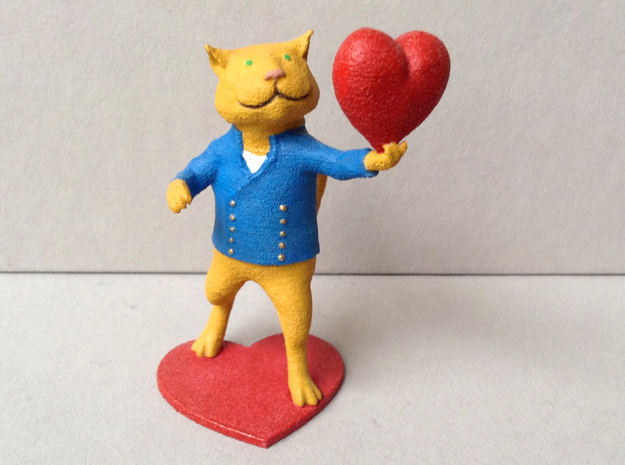 Valentines Day Cat holding Heart in Red Processed Versatile Plastic