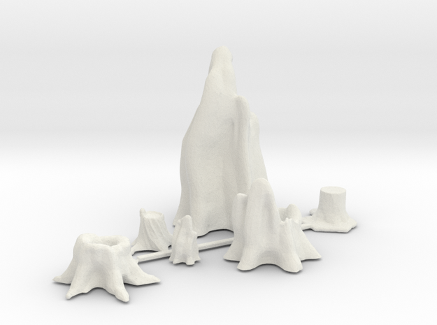 HO Scale Stumps in White Natural Versatile Plastic