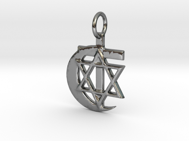 3 Religions Pendant in Polished Silver