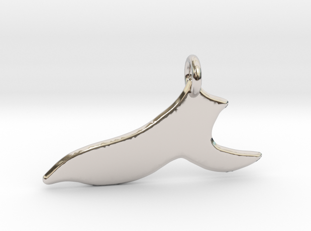 Minimalist Whale Tail Pendant in Rhodium Plated Brass