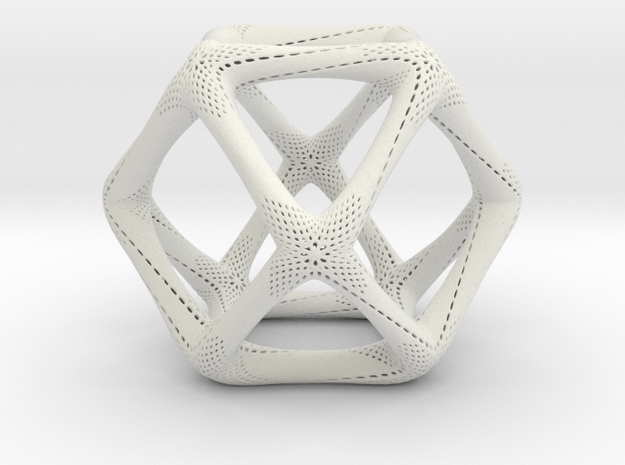 Perforated Cuboctahedron in White Natural Versatile Plastic