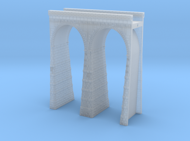 T-scale Stone Viaduct Section (2 Arches) - 60mm St in Tan Fine Detail Plastic