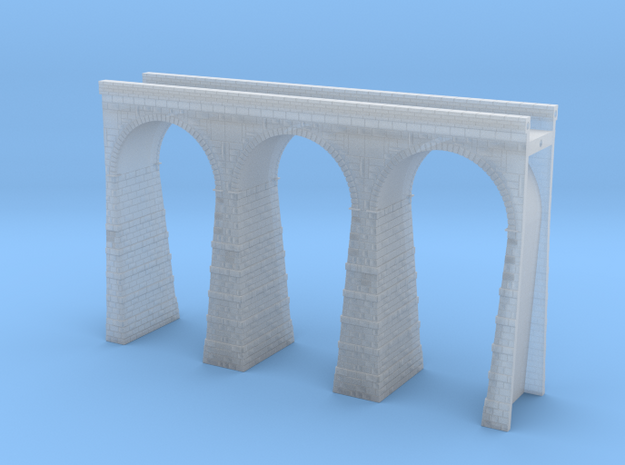 T-scale Stone Viaduct Section (3 Arches) - 112.5mm in Smooth Fine Detail Plastic
