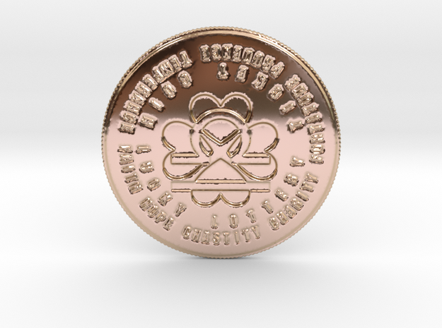 Libra Coin of 7 Virtues in 14k Rose Gold Plated Brass