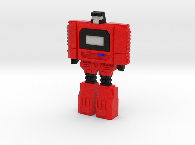 Retro Time Robot (Red) in Natural Full Color Sandstone