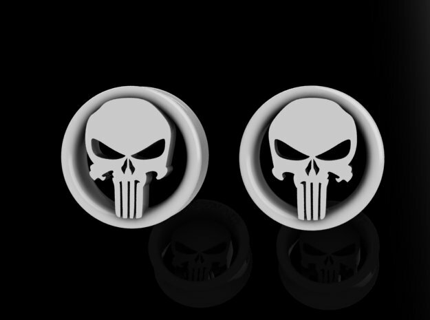 1 Inch Revenge Skull Plugs  in Tan Fine Detail Plastic