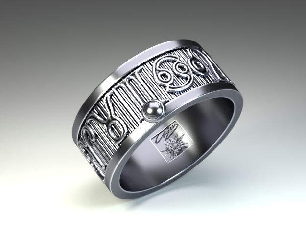 Zodiac Sign Ring Aries / 20mm in Antique Silver