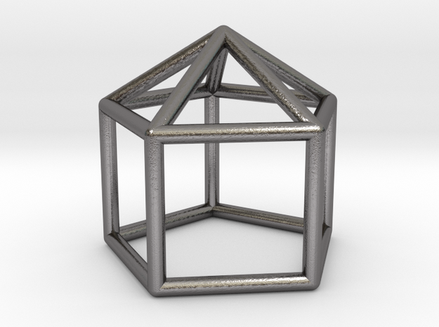 0743 J09 Elongated Pentagonal Pyramid E (a=1cm) #1 in Polished Nickel Steel