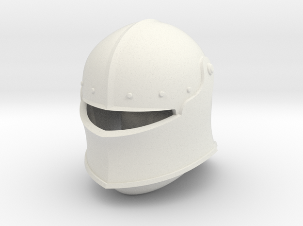 Visored Sallet (Full) in White Natural Versatile Plastic: Small