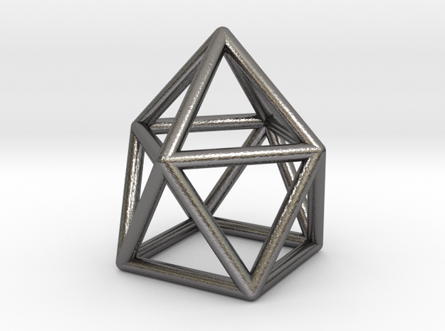 0746 J10 Gyroelongated Square Pyramid (a=1cm) #1 in Polished Nickel Steel