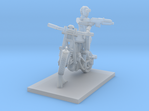 post apocalypse classic bike with posed man in Smooth Fine Detail Plastic
