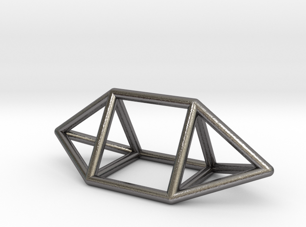0755 J14 Elongated Triangular Bpyramid (a=1cm) #1 in Polished Nickel Steel