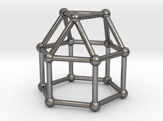 0768 J18 Elongated Triangular Cupola (a=1cm) #2 in Polished Nickel Steel