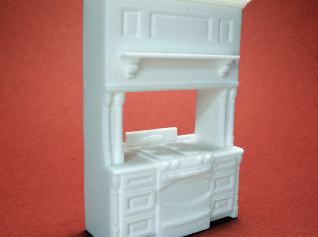 1:48 Farmhouse Stove Cabinet in White Natural Versatile Plastic