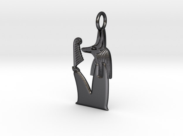 Anup/Anubis amulet in Polished and Bronzed Black Steel
