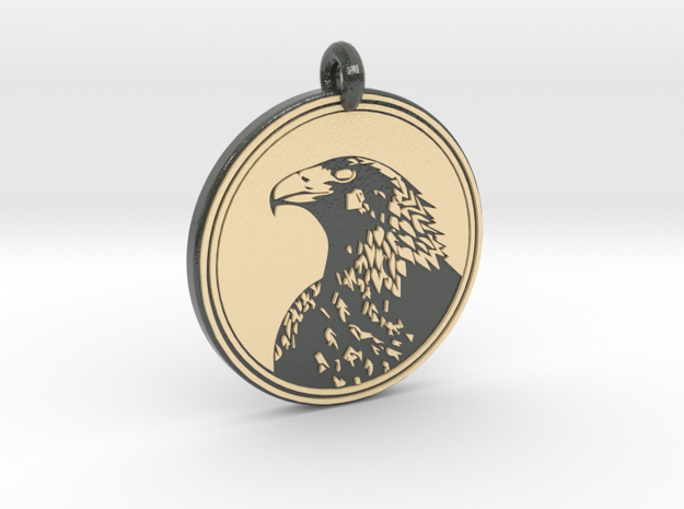 Golden Eagle Animal Totem Pendant in Glossy Full Color Sandstone