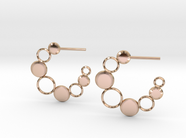 Bubbles and Discs Hoop Earrings in 14k Rose Gold Plated Brass