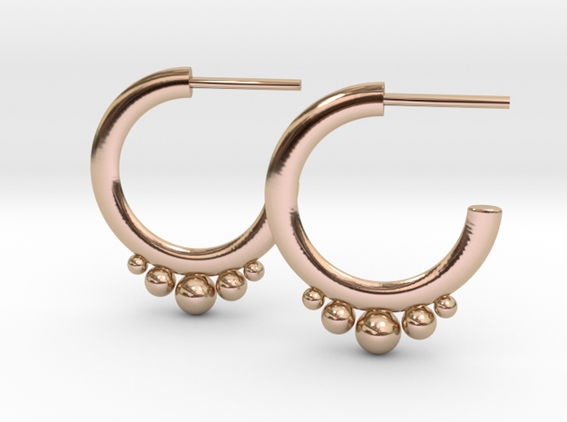 Hoop Earrings Degrading Spheres in 14k Rose Gold Plated Brass
