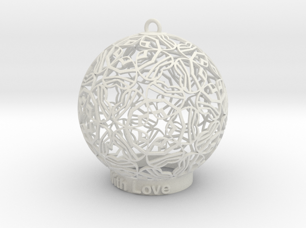 With Love Ornament in White Natural Versatile Plastic