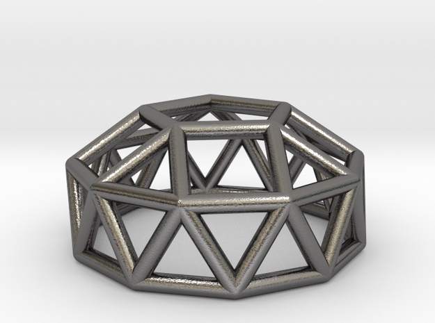 0785 J24 Gyroelongated Pentagonal Cupola #1 in Polished Nickel Steel