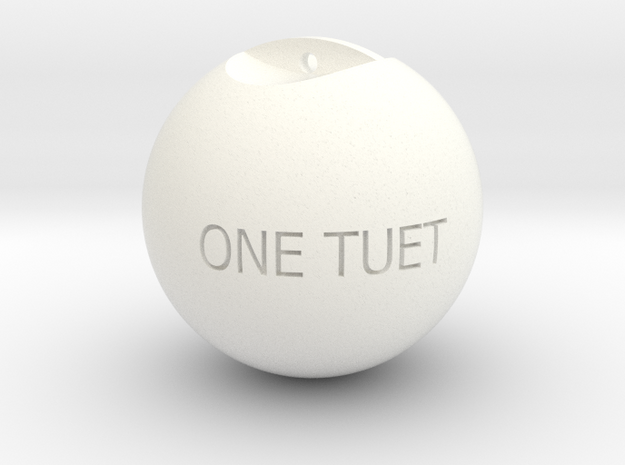 One Round Tuet Ball Key Fob in White Processed Versatile Plastic