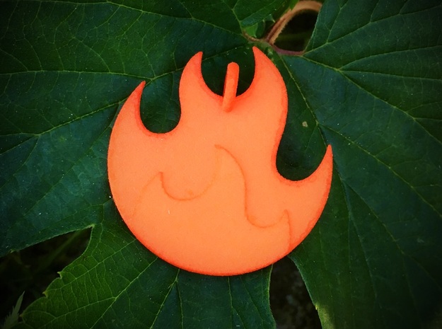 Fire Emoji Pendant in Orange Processed Versatile Plastic