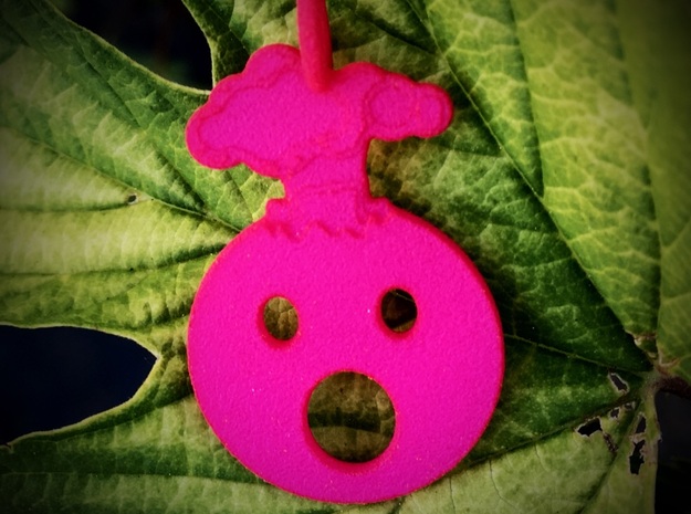 Mind Blown Emoji Pendant - Vibrant Colors in Pink Processed Versatile Plastic