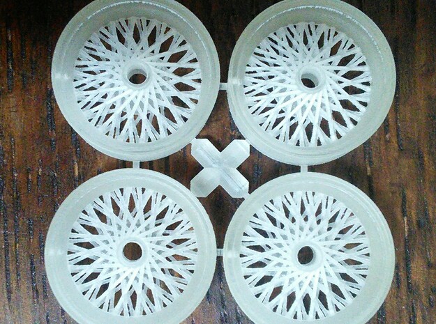 Set of 4 Borrani wire wheels  in Clear Ultra Fine Detail Plastic