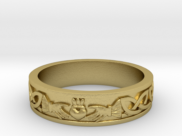 Claddagh ring with knotwork Size 8.5 in Natural Brass