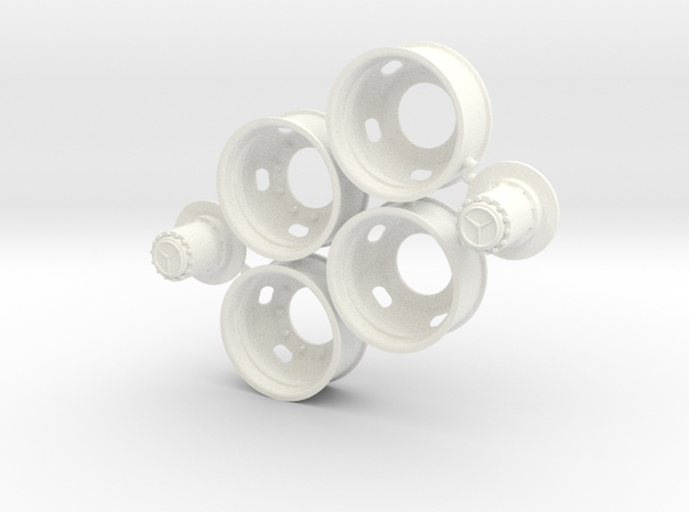 5-Hole Rear Rims with Mercedes Hub in White Processed Versatile Plastic