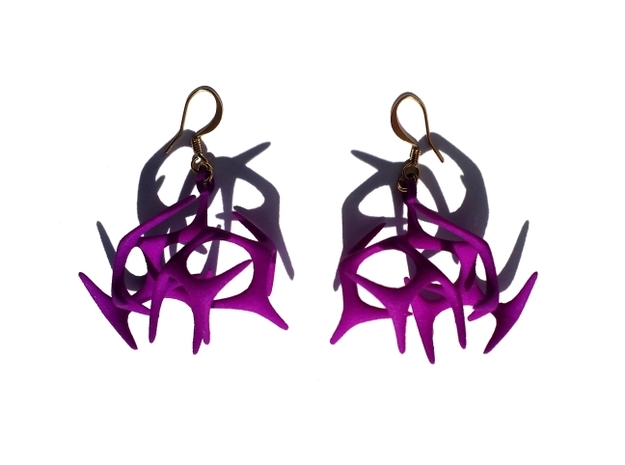 Branching Earrings in Purple Processed Versatile Plastic