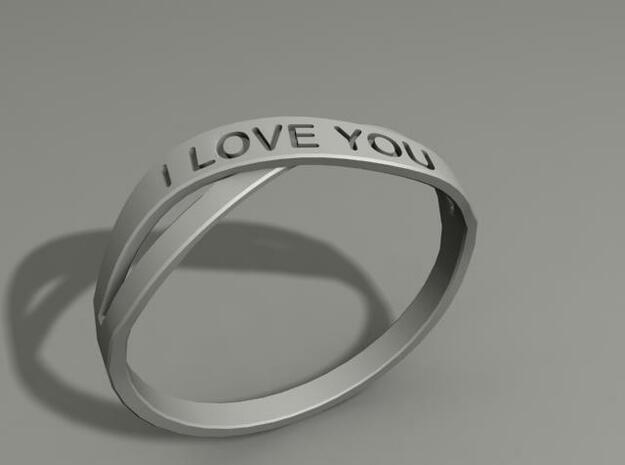 I Love You ring US13 in White Natural Versatile Plastic
