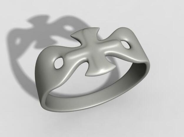 Cross ring US14 in Polished Bronzed Silver Steel