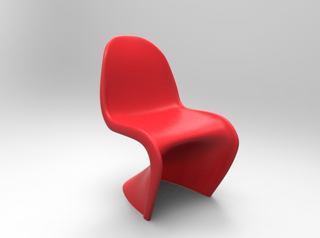 Panton Chair 5.5cm (2.2 inches) Height in Red Processed Versatile Plastic