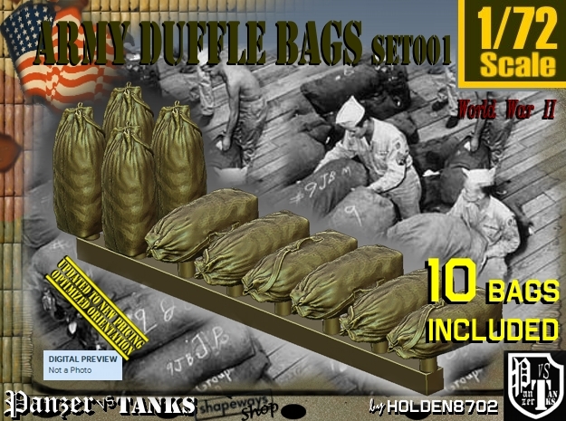 1/72 Army Duffle Bags Set001 in Tan Fine Detail Plastic